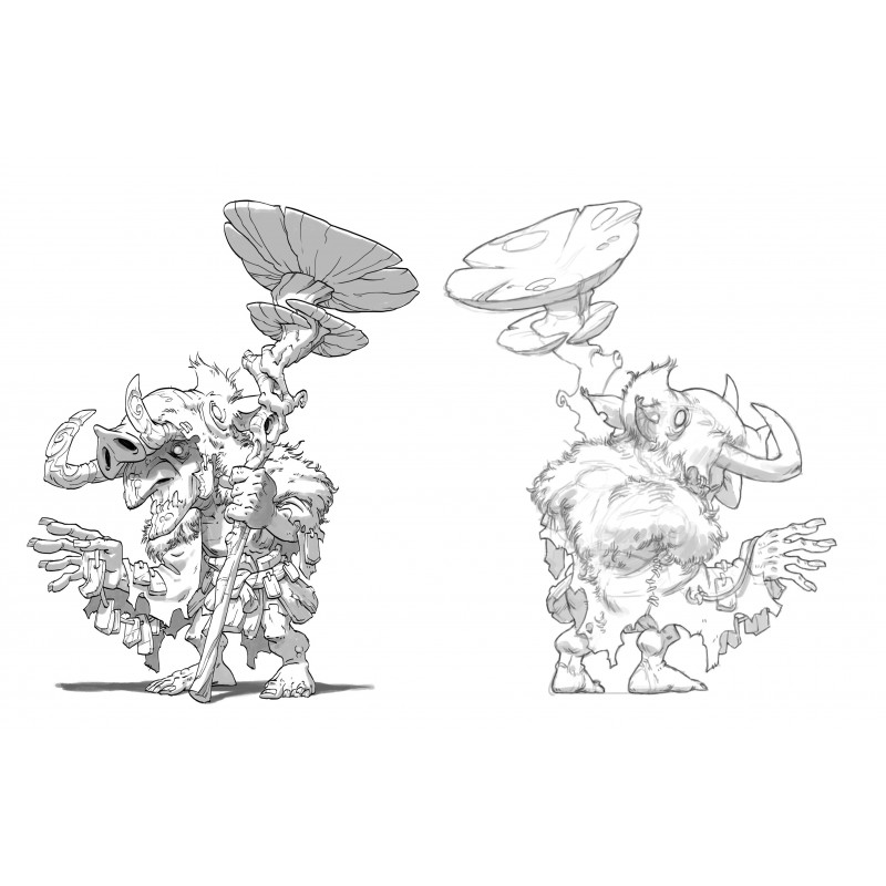 ARSNIK: figurine à l'échelle 54mm de chamane gobelin sculptée par Allan CARRASCO et peinte par sergio CALVO RUBIO