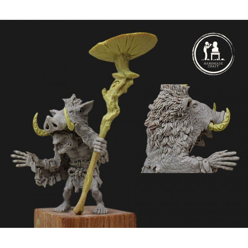 ARSNIK: figurine à l'échelle 54mm de chamane gobelin sculptée par Allan CARRASCO et peinte par sergio CALVO RUBIO