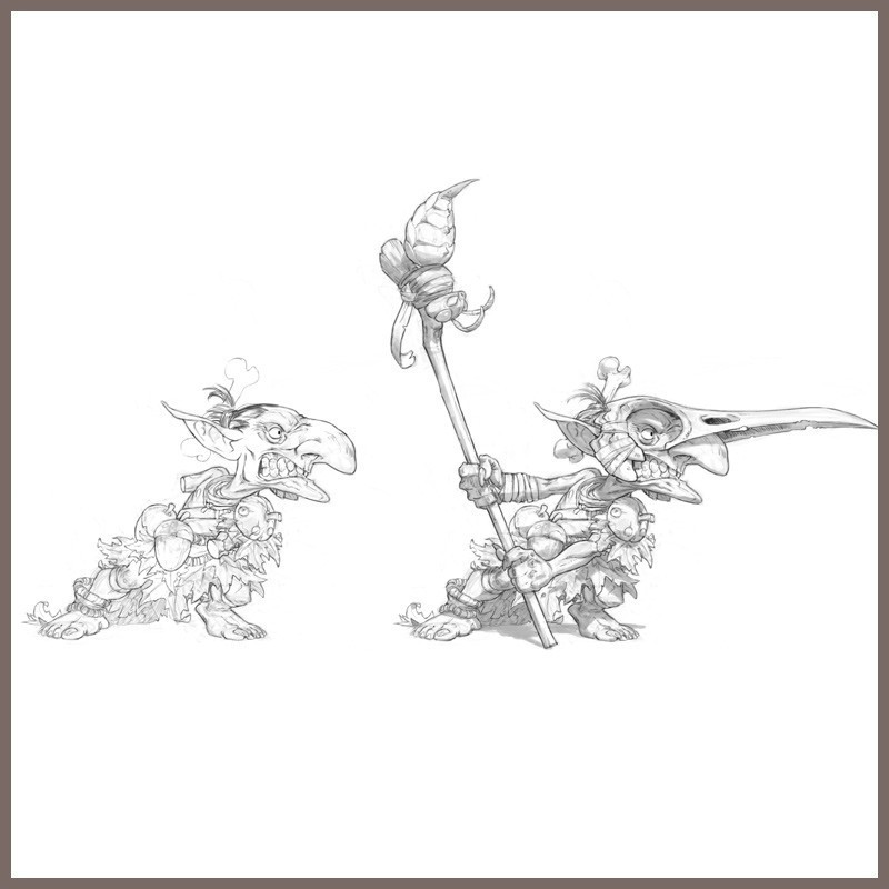 MORBAG est une figurine à l'échelle 54 mm  de guerrier des forêts gobelin sculptée  par Valentin ZAK