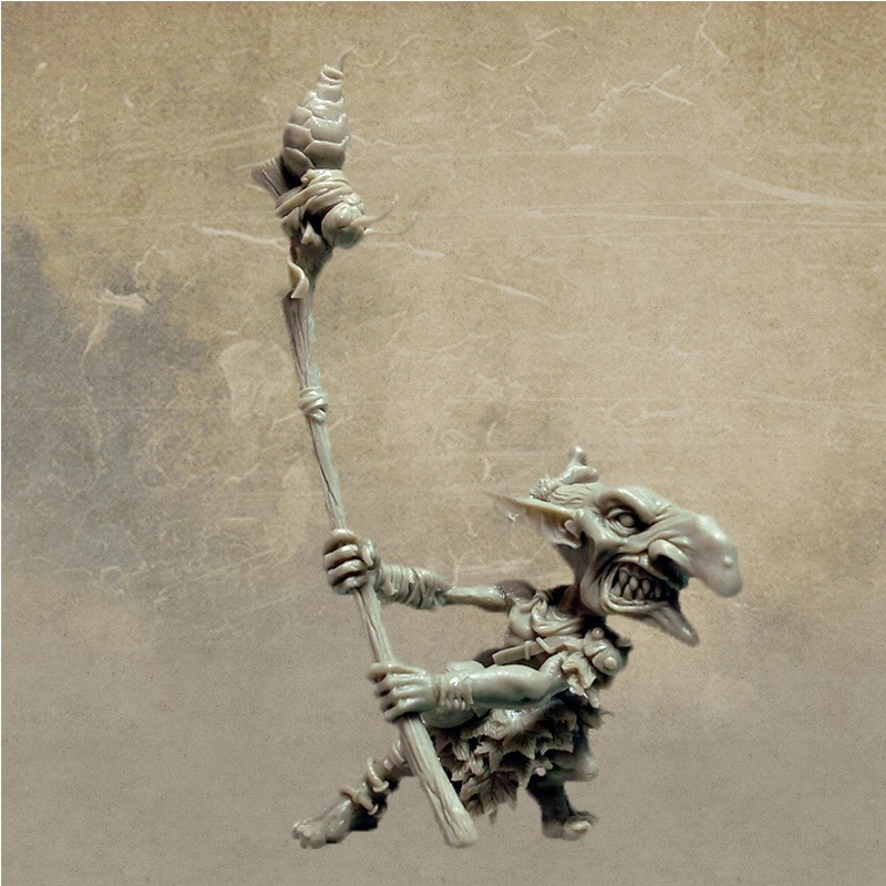MORBAG est une figurine à l'échelle 54 mm  de guerrier des forêts gobelin sculptée  par Valentin ZAK