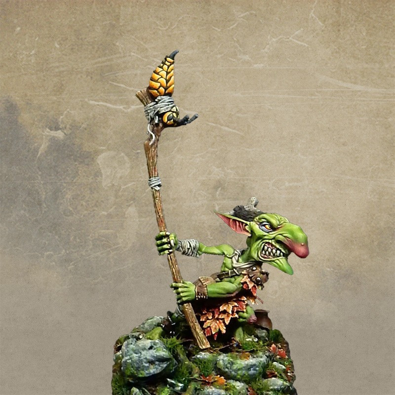 MORBAG est une figurine à l'échelle 54 mm  de guerrier des forêts gobelin sculptée  par Valentin ZAK